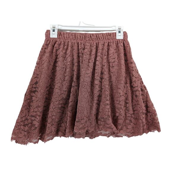 Adam Levine Lace Skirt Small Mauve Elastic Waist Micro Mini Lined Lacy Flowy - Picture 2 of 9